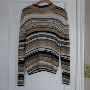 90s striped mock turtle neck sweater